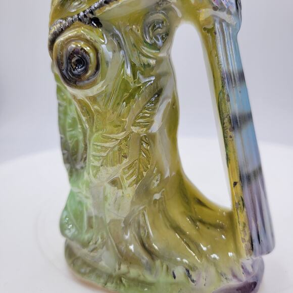 Vintage Iridescent Blue Bird Glazed Ceramic Figurine Sculpture 7" Mid Century - Picture 2 of 10